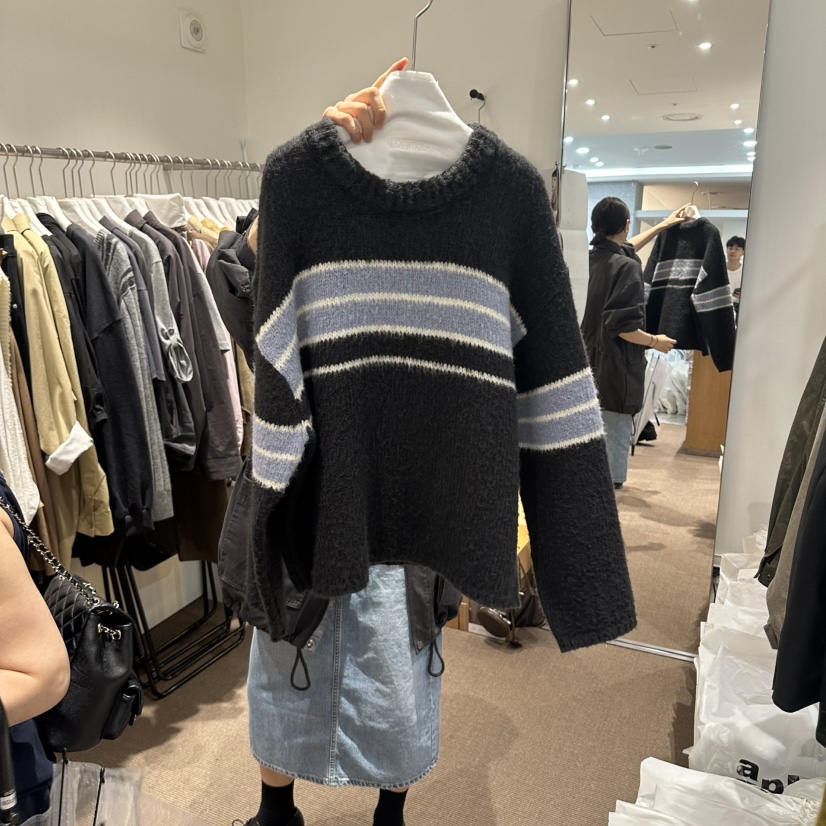 OVERTAKE韓國直郵女裝新款熱賣推薦時尚休閑人氣毛衣條紋OVERTAKE毛衣圖色2