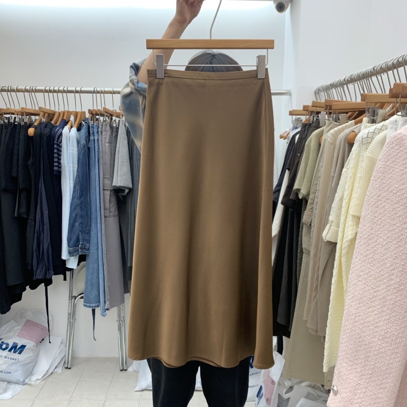 DRESS ROOM韓國代購女士新款人氣真品休閑半身裙中短裙緞DRESS ROOM半身裙/中短裙