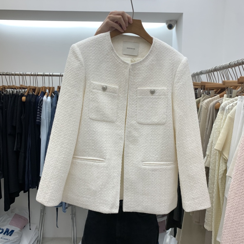 DRESS ROOM韓國代購女裝新品時尚人氣休閑真品夾克粗花呢DRESS ROOM夾克圖色2
