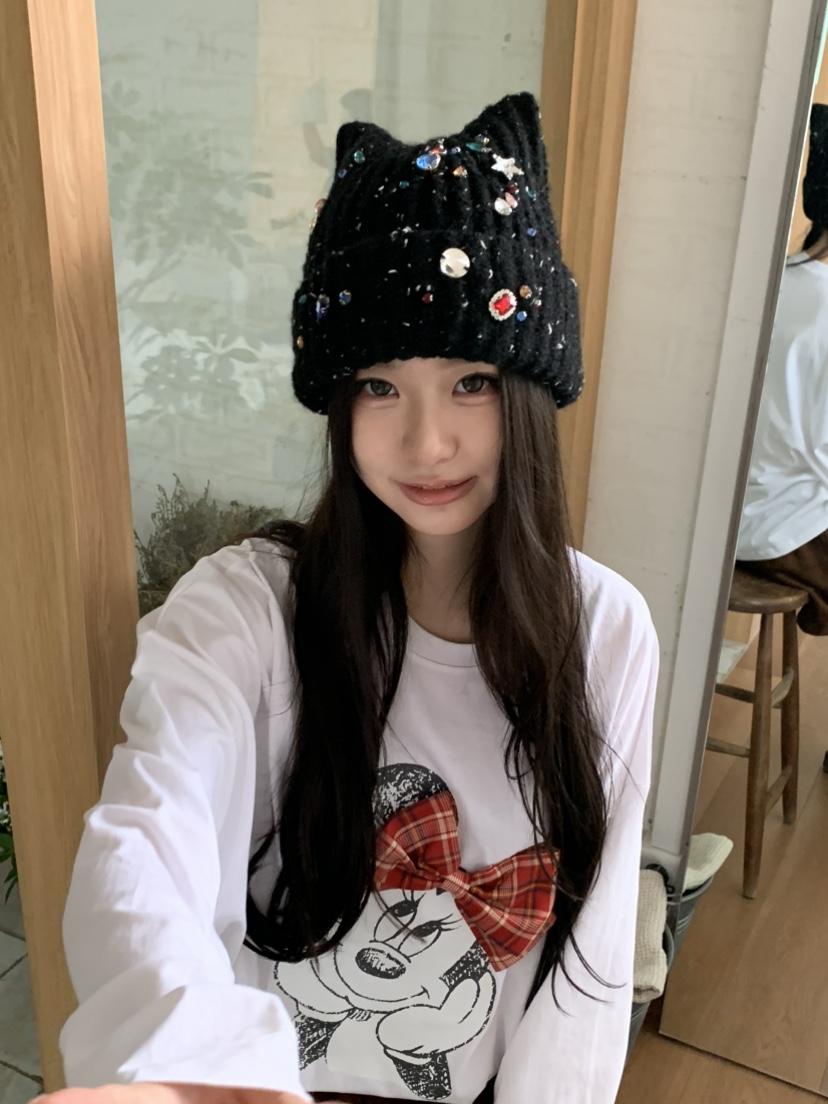 DE LINE韓國代購女士新款時尚推薦休閑真品帽子手工針織DE LINE帽子