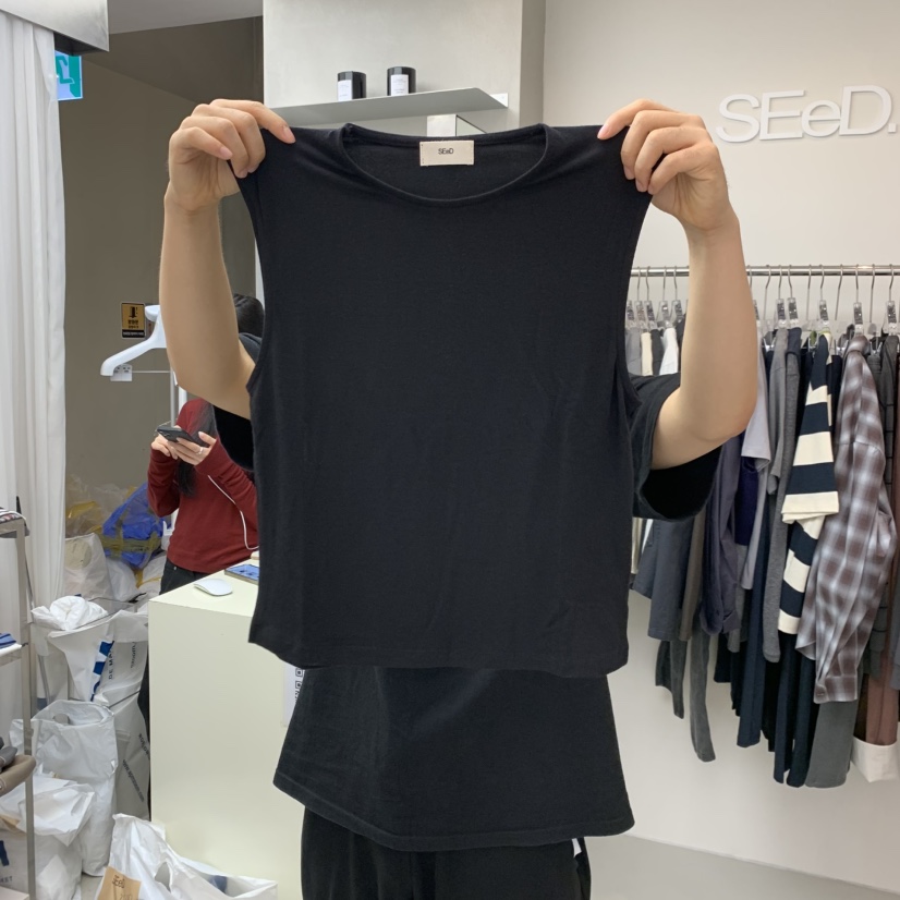 LEESEED-A/SEED東大門代購女士新款時尚真品吊帶背心氨綸SEeD-SOBORO吊帶/背心圖色2黑