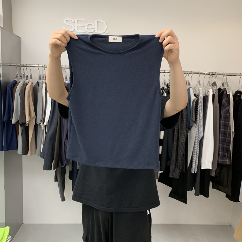 LEESEED-A/SEED東大門代購女士新款時尚真品吊帶背心氨綸SEeD-SOBORO吊帶/背心圖色4深藍色