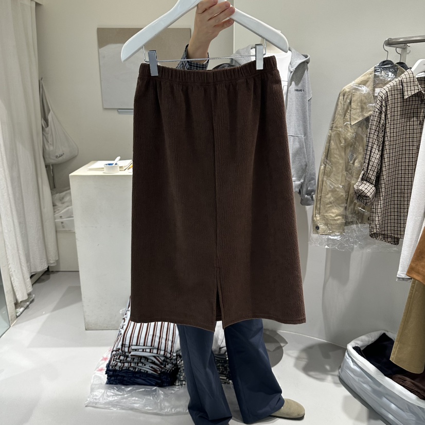 LORING RE I東大門代購女士新品推薦半身裙中短裙燈芯絨褶皺LORING RE-I/BARE半身裙/中短裙