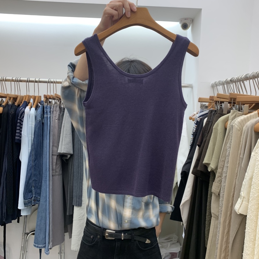 DRESS ROOM韓國代購女裝新品人氣休閑時尚吊帶背心羊絨無袖DRESS ROOM吊帶/背心