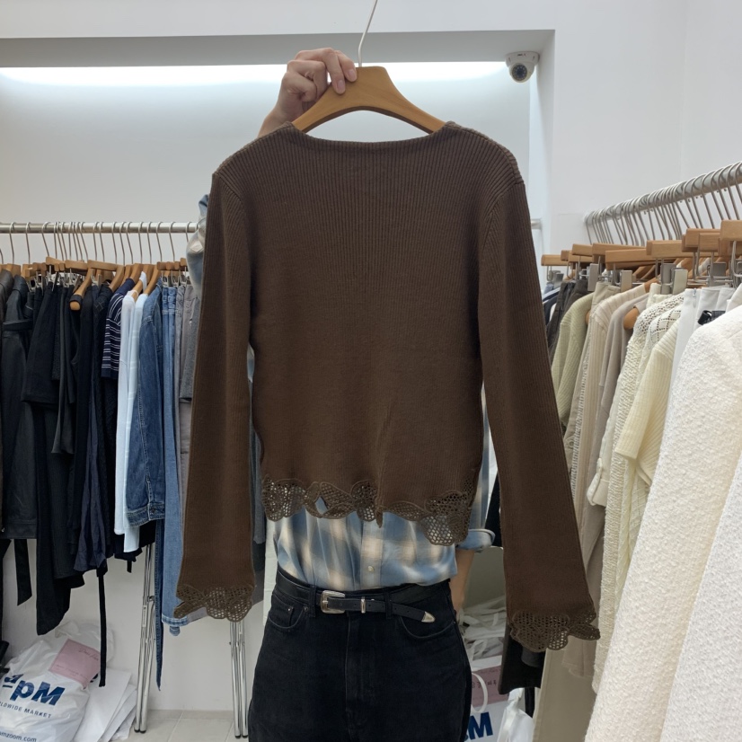 DRESS ROOM東大門實拍女裝新品休閑時尚推薦真品針織衫鏤空DRESS ROOM針織衫