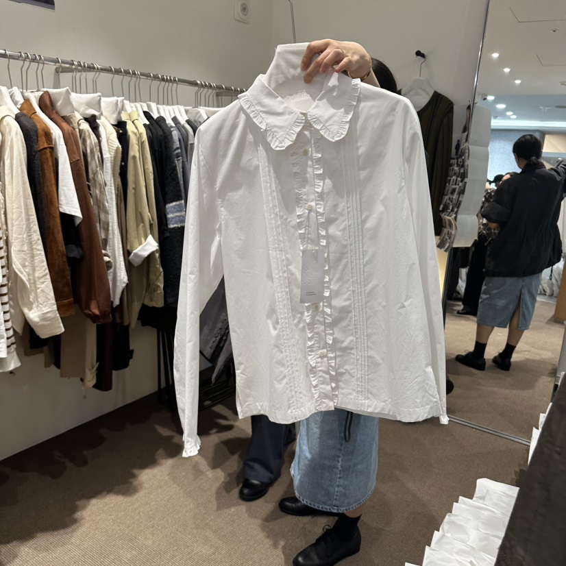 OVERTAKE東大門代購女士新品人氣休閑熱賣襯衫蕾絲衫褶邊OVERTAKE襯衫/蕾絲衫圖色2