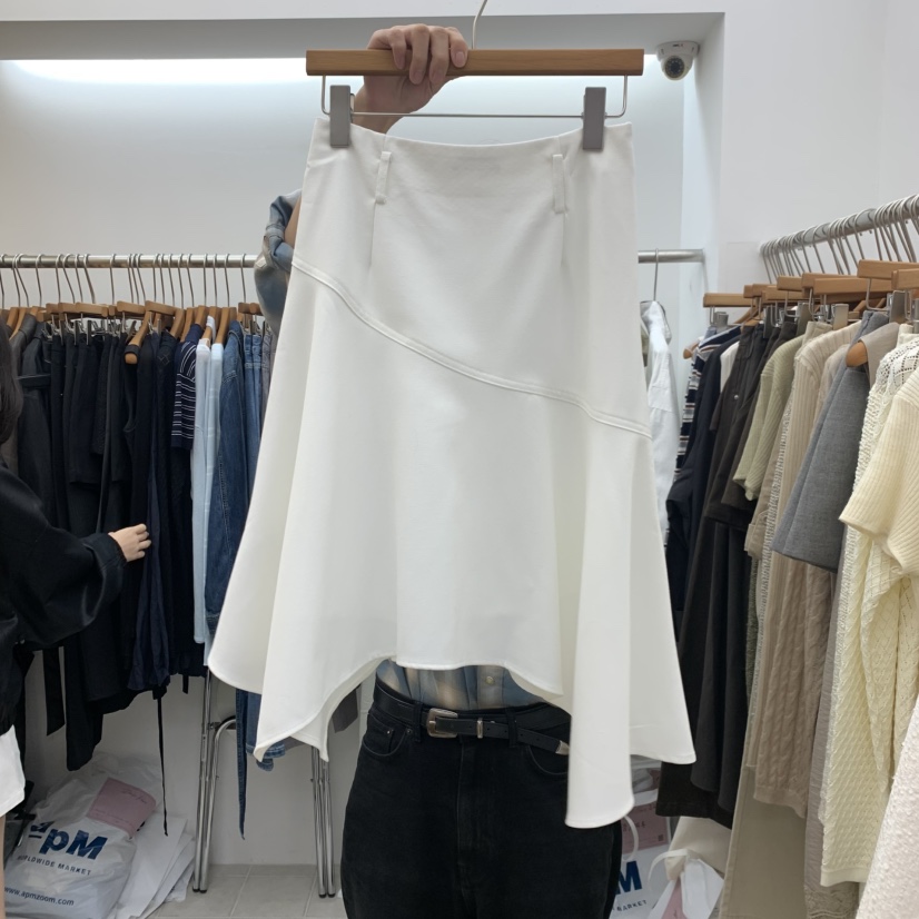 DRESS ROOM韓國直郵女裝新款人氣半身裙中短裙不含腰帶不對稱DRESS ROOM半身裙/中短裙
