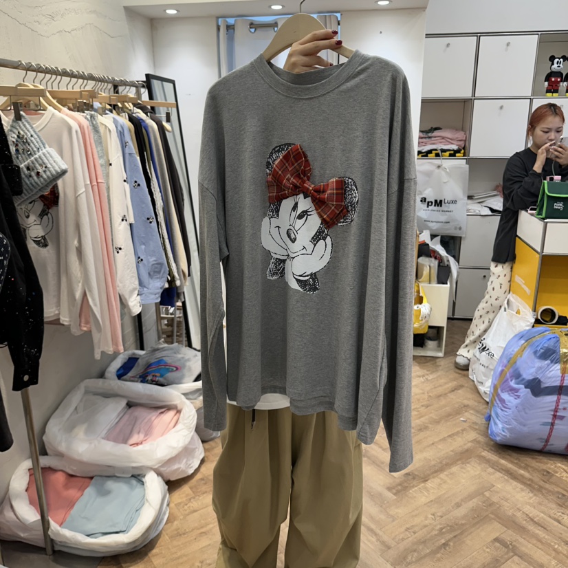 DE LINE東大門代購女裝新款熱賣推薦真品休閑長袖T恤絲帶DE LINE長袖T恤圖色3