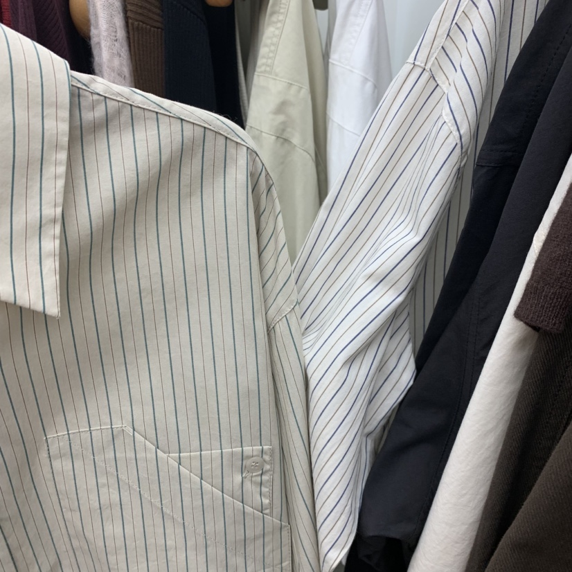 DRESS ROOM東大門實拍女士新品休閑人氣時尚襯衫蕾絲衫條紋DRESS ROOM襯衫/蕾絲衫