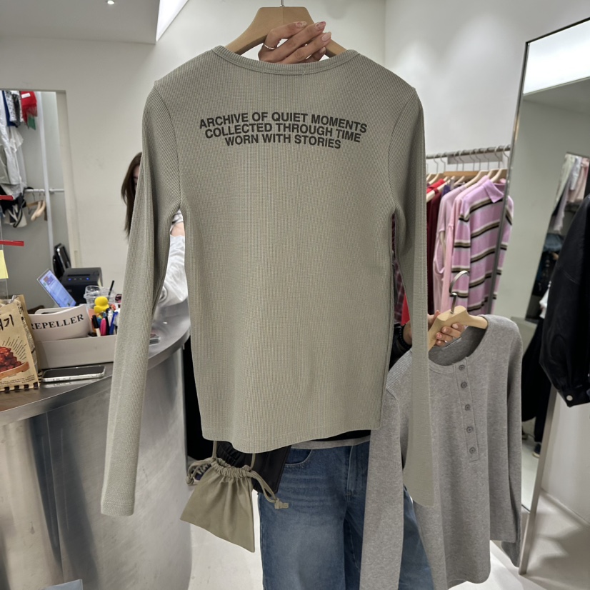 REPELLER東大門直郵女裝新品熱賣時尚休閑推薦長袖T恤華夫格REPELLER長袖T恤