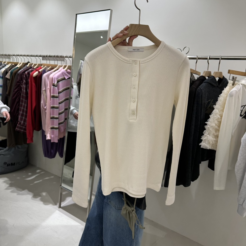 REPELLER東大門直郵女裝新品熱賣時尚休閑推薦長袖T恤華夫格REPELLER長袖T恤圖色3