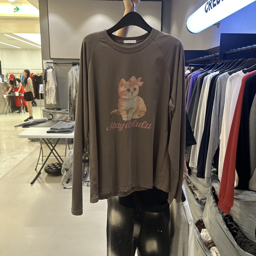 CREDITO東大門代購女裝新款推薦時尚人氣熱賣真品長袖T恤CREDITO長袖T恤圖色1