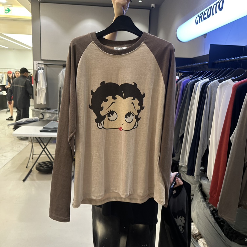 CREDITO韓國直郵女士新品真品熱賣人氣時尚推薦休閑長袖T恤CREDITO長袖T恤圖色1