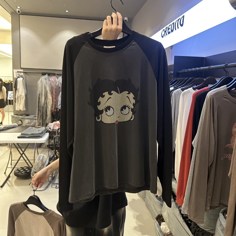 CREDITO韓國直郵女士新品真品熱賣人氣時尚推薦休閑長袖T恤CREDITO長袖T恤圖色2