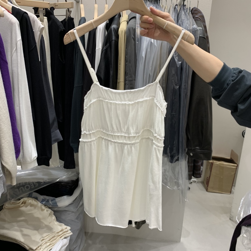 FRE韓國直郵女士新款推薦人氣熱賣休閑時尚吊帶背心褶皺無袖FRE SEOUL吊帶/背心圖色1