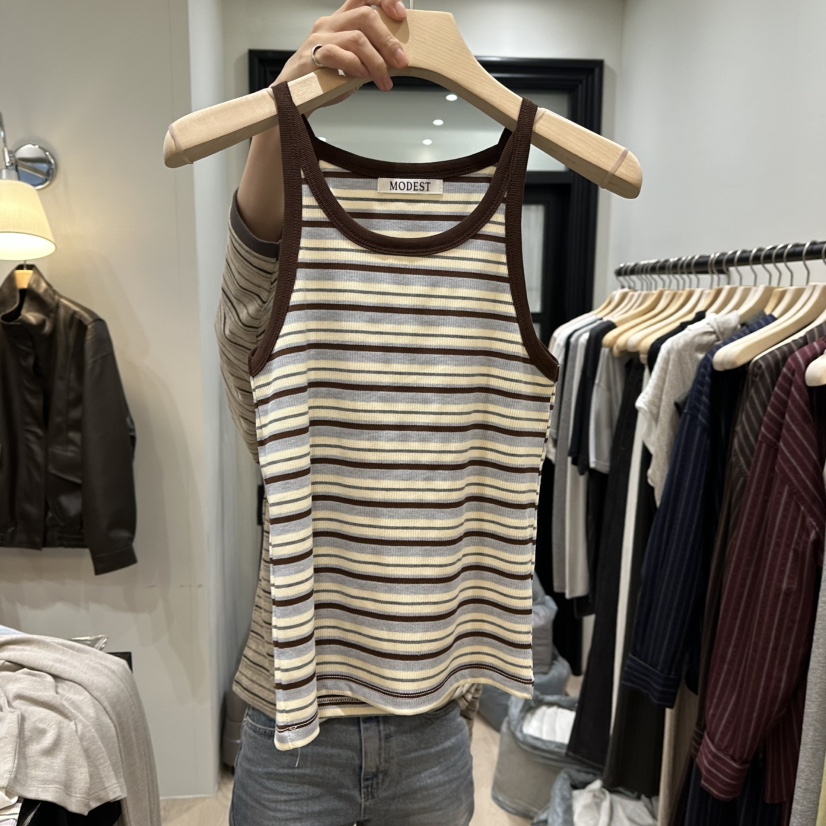 NOTTINGHAM/AVECNOUS/MODEST東大門實拍女裝新款休閑吊帶背心無袖NOTTINGHAM/AVECNOUS/MODEST吊帶/背心圖色1棕色