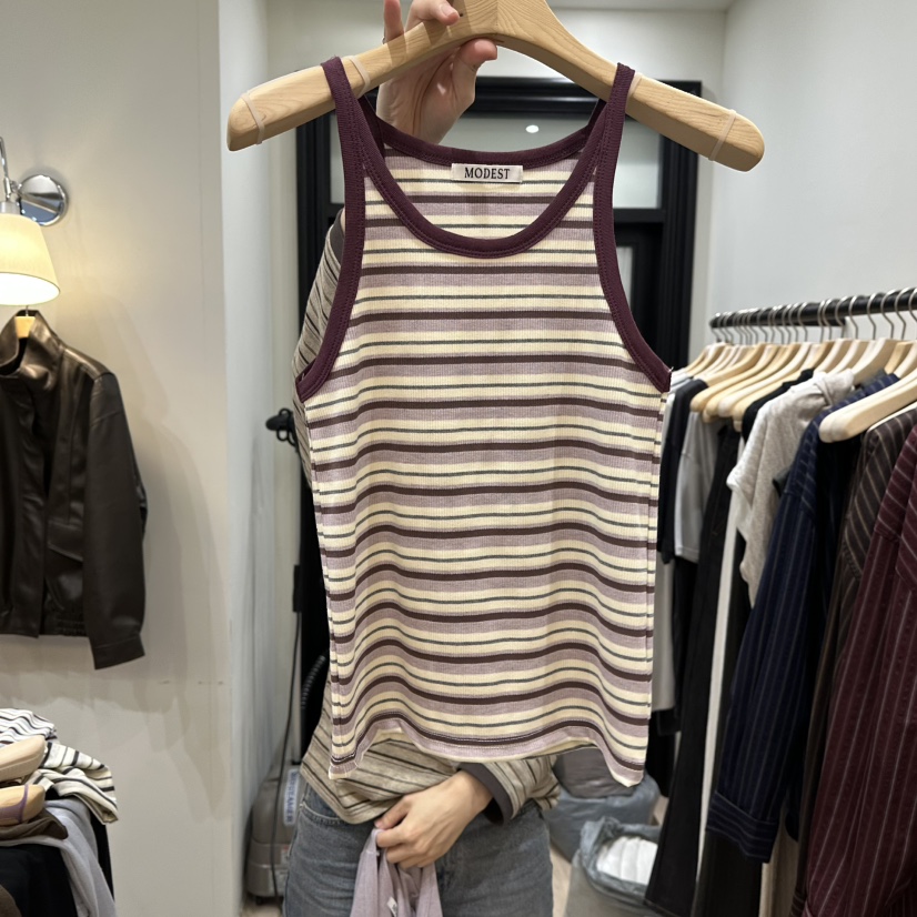 NOTTINGHAM/AVECNOUS/MODEST東大門實拍女裝新款休閑吊帶背心無袖NOTTINGHAM/AVECNOUS/MODEST吊帶/背心圖色2紫色