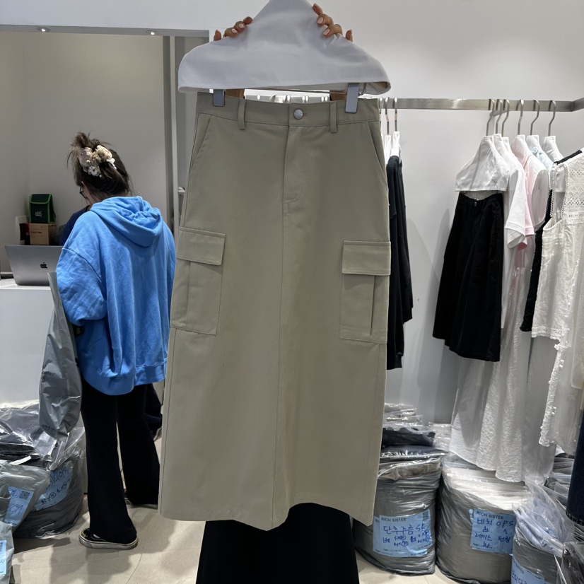 RICH SISTER東大門實拍女裝新款熱賣時尚長裙不含腰帶口袋RICH SISTER長裙圖色1