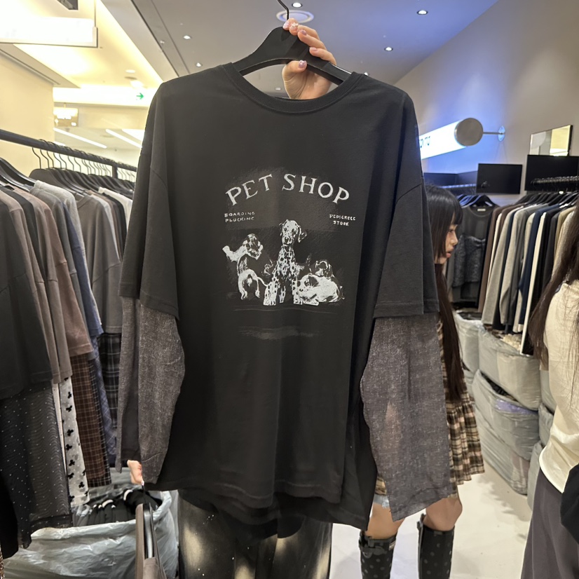 CREDITO韓國代購女士新品時尚真品推薦熱賣人氣休閑長袖T恤CREDITO長袖T恤圖色2