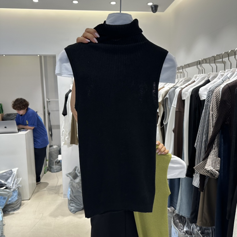 RICH SISTER東大門代購女士新品人氣吊帶背心針織無袖高領RICH SISTER吊帶/背心圖色3