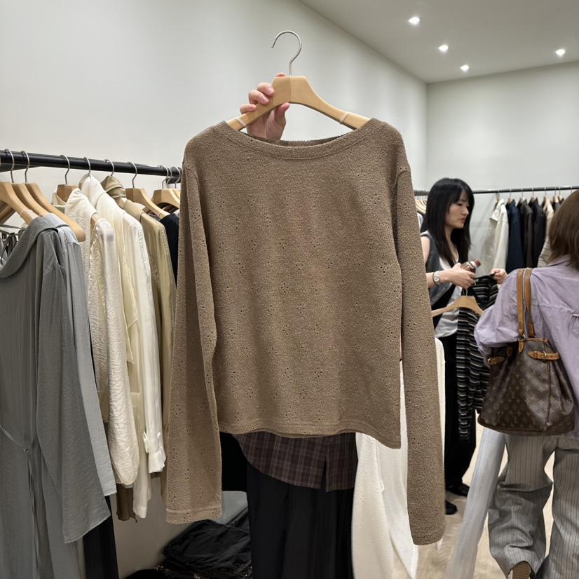 NOTTINGHAM/AVECNOUS/MODEST東大門代購女士新款真品長袖T恤露肩NOTTINGHAM/AVECNOUS/MODEST長袖T恤圖色2