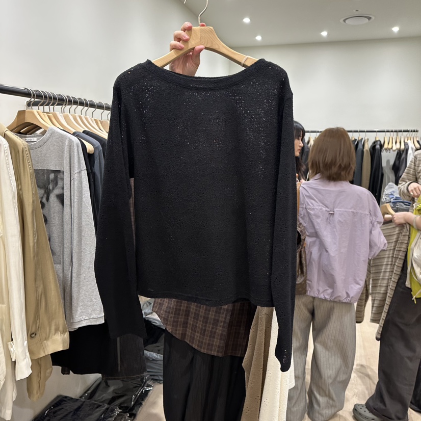 NOTTINGHAM/AVECNOUS/MODEST東大門代購女士新款真品長袖T恤露肩NOTTINGHAM/AVECNOUS/MODEST長袖T恤圖色3