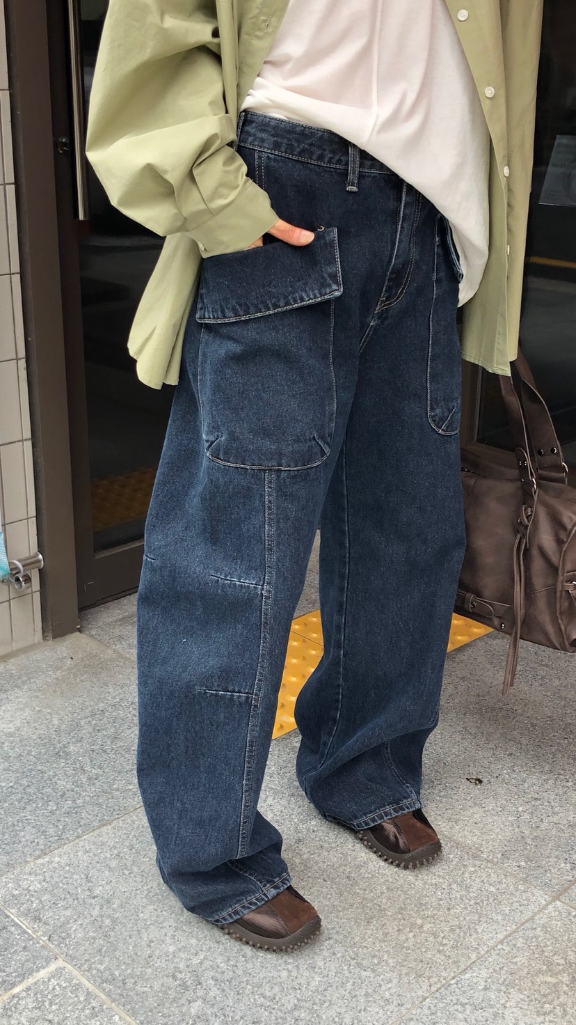 OVER RICH韓國代購女裝新款真品休閑熱賣推薦休閑褲口袋OVER RICH休閑褲