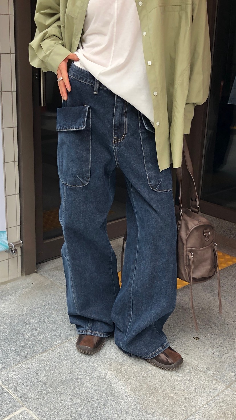 OVER RICH韓國代購女裝新款真品休閑熱賣推薦休閑褲口袋OVER RICH休閑褲
