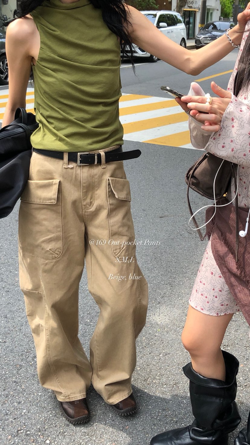 OVER RICH韓國代購女裝新款真品休閑熱賣推薦休閑褲口袋OVER RICH休閑褲