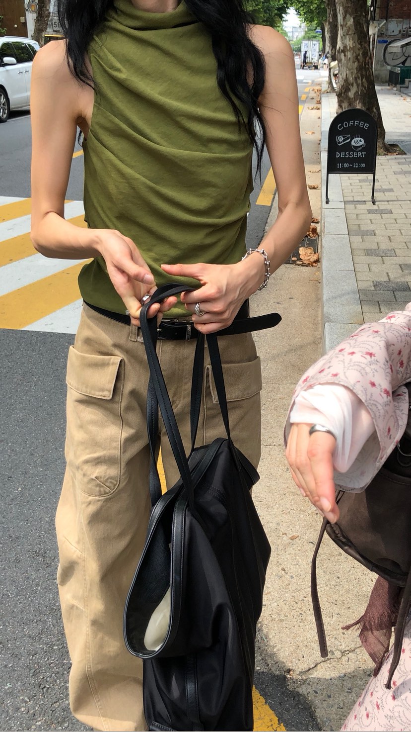 OVER RICH韓國代購女裝新款真品休閑熱賣推薦休閑褲口袋OVER RICH休閑褲