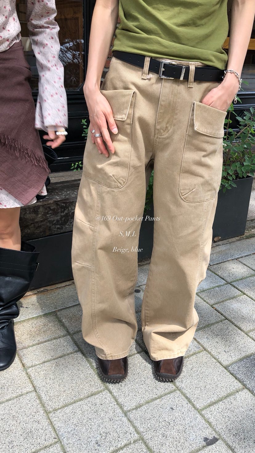 OVER RICH韓國代購女裝新款真品休閑熱賣推薦休閑褲口袋OVER RICH休閑褲