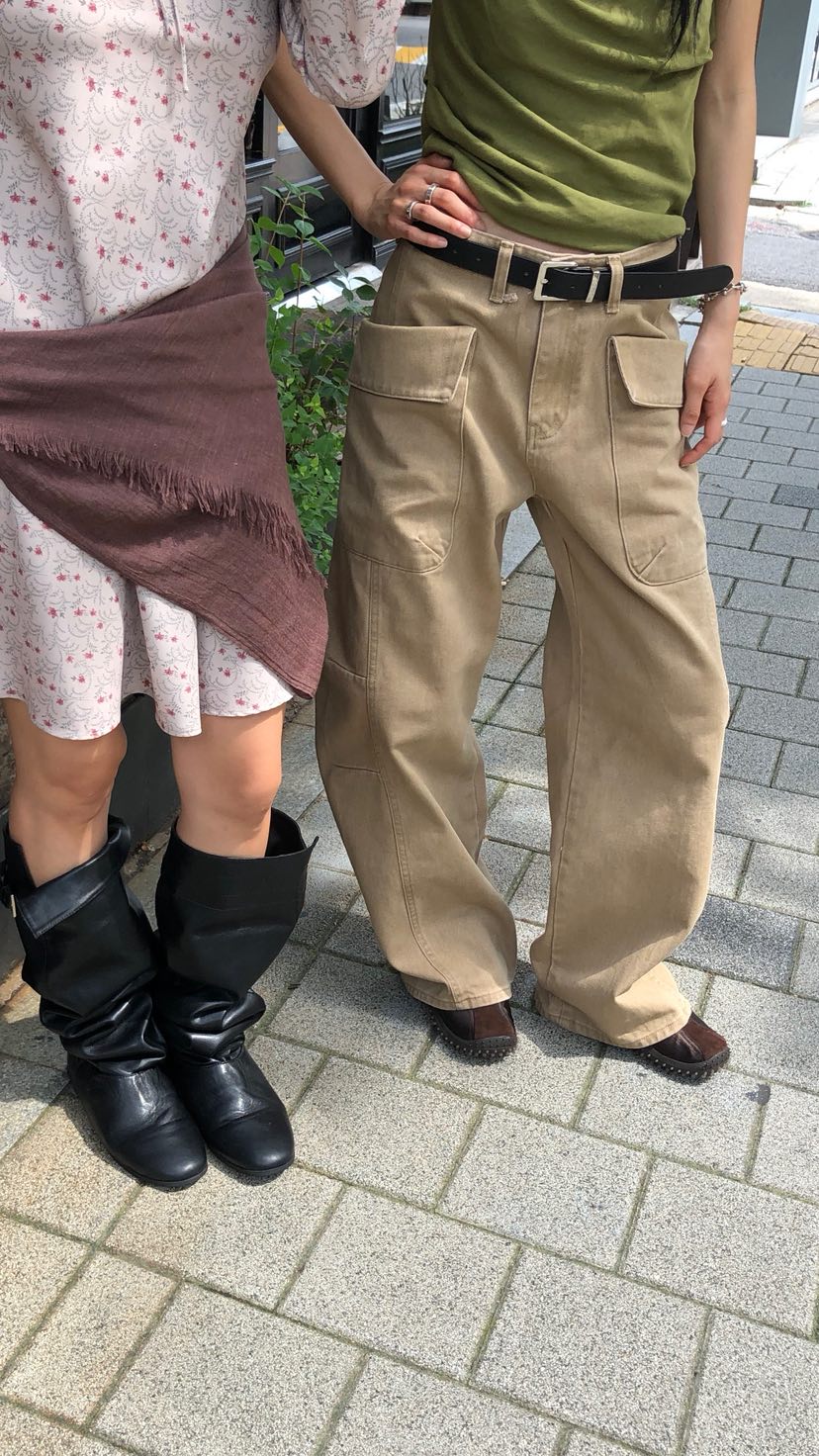 OVER RICH韓國代購女裝新款真品休閑熱賣推薦休閑褲口袋OVER RICH休閑褲