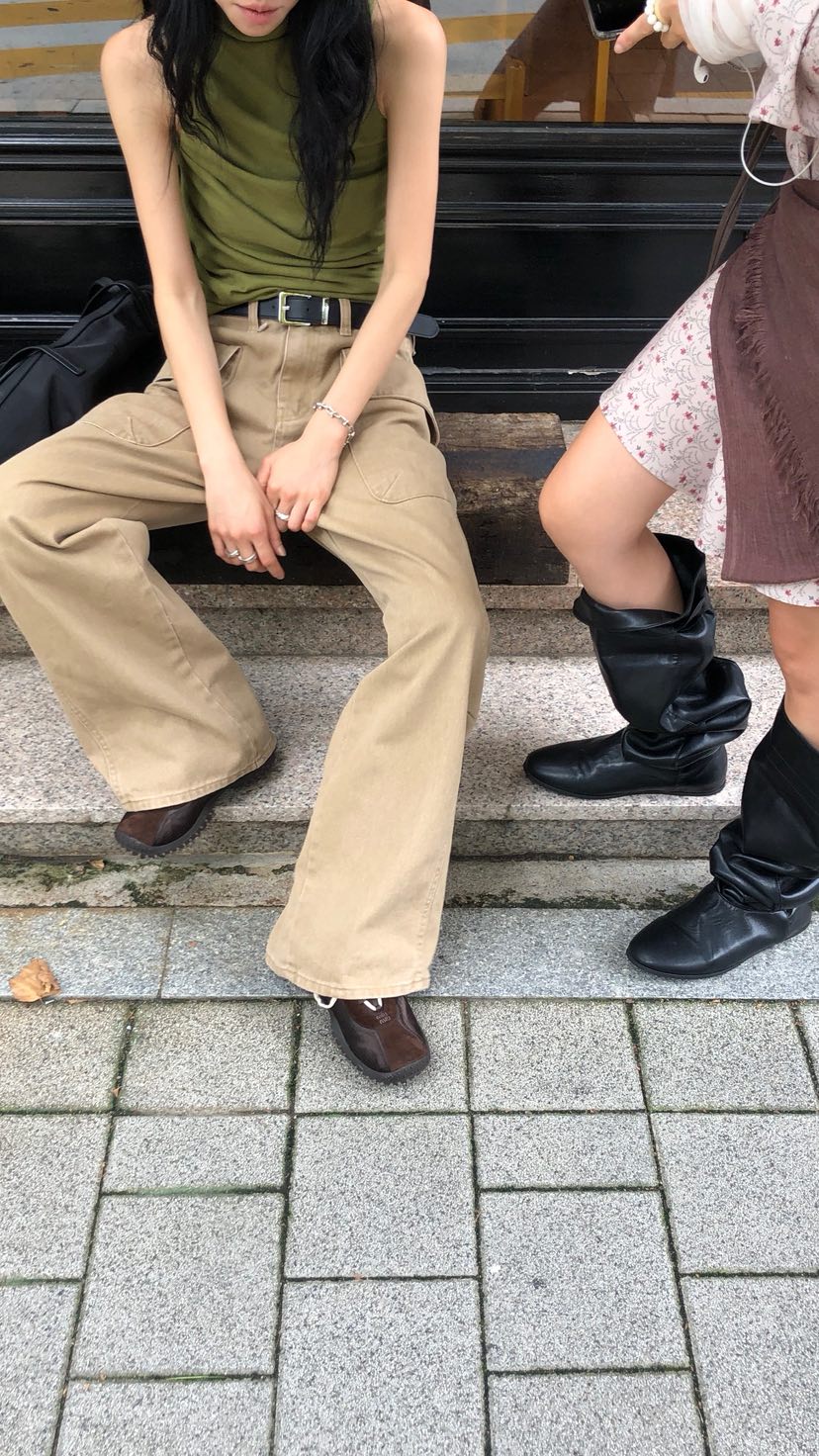 OVER RICH韓國代購女裝新款真品休閑熱賣推薦休閑褲口袋OVER RICH休閑褲