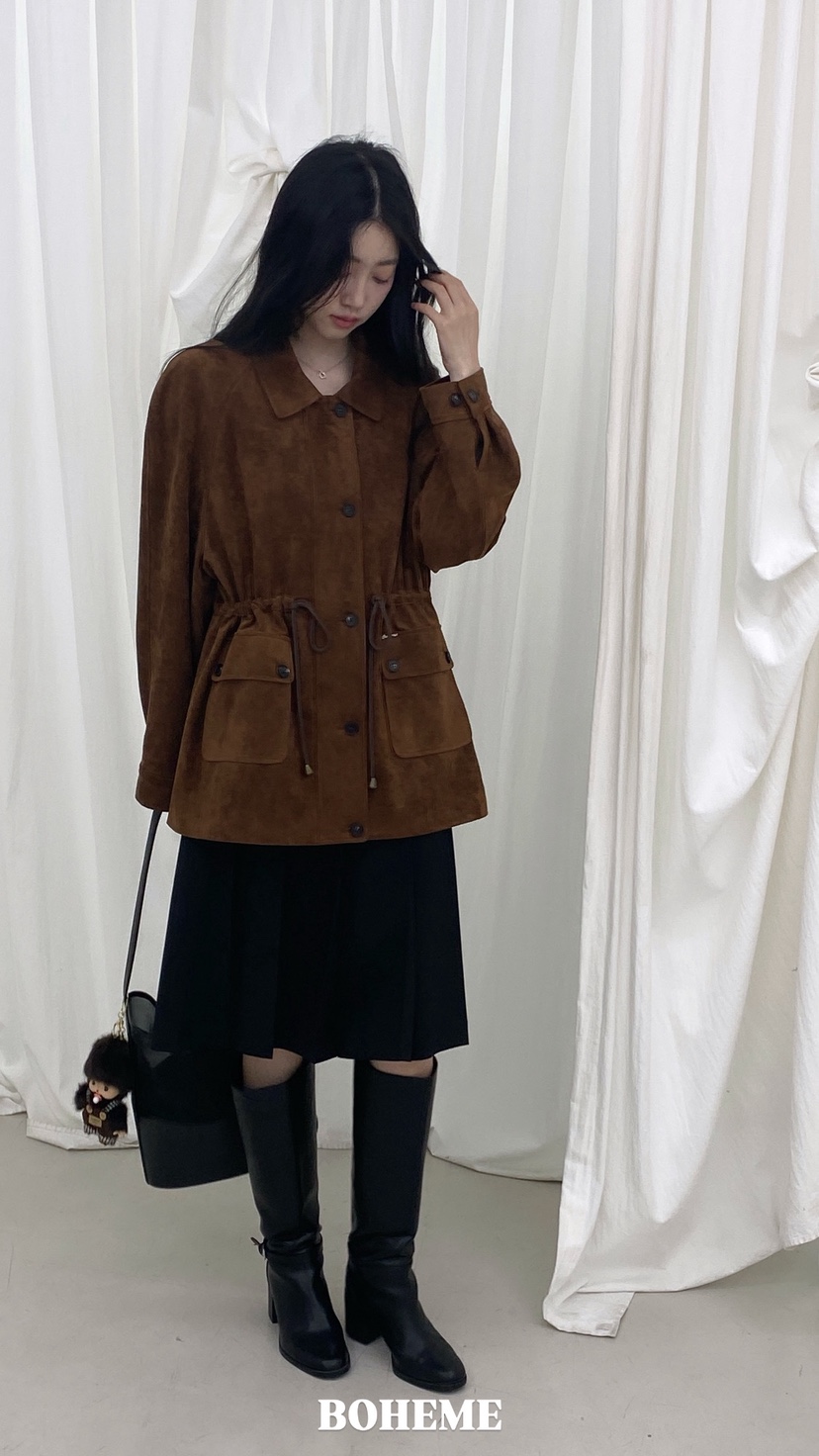 BOHEME韓國代購女裝新款休閑真品熱賣職業推薦時尚夾克拉絨BOHEME夾克