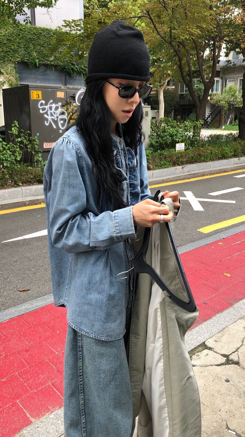 OVER RICH韓國代購女裝新款真品人氣時尚襯衫蕾絲衫荷葉邊OVER RICH襯衫/蕾絲衫