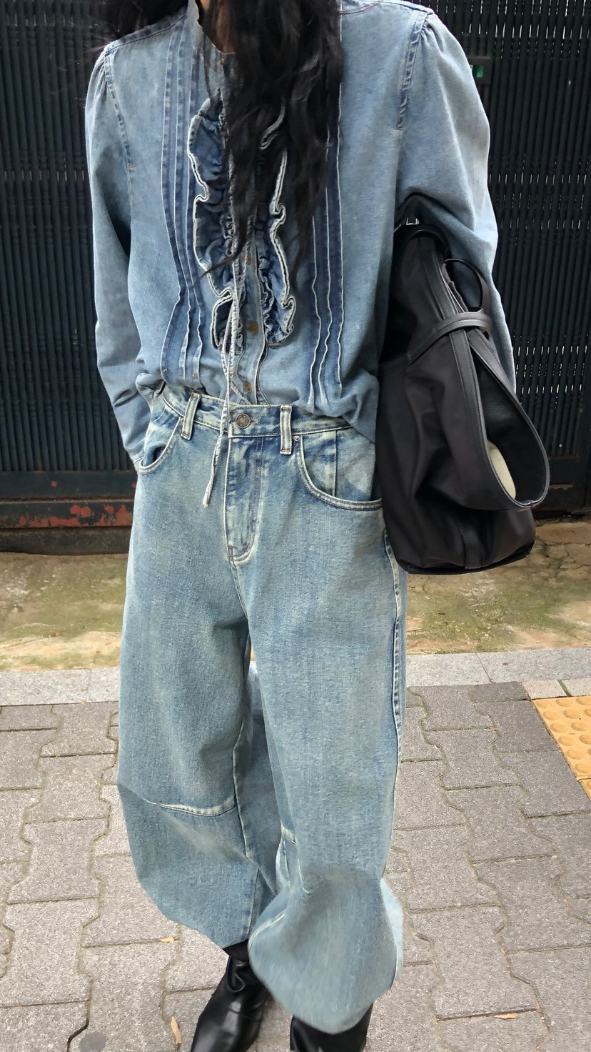 OVER RICH韓國代購女裝新款真品人氣時尚襯衫蕾絲衫荷葉邊OVER RICH襯衫/蕾絲衫