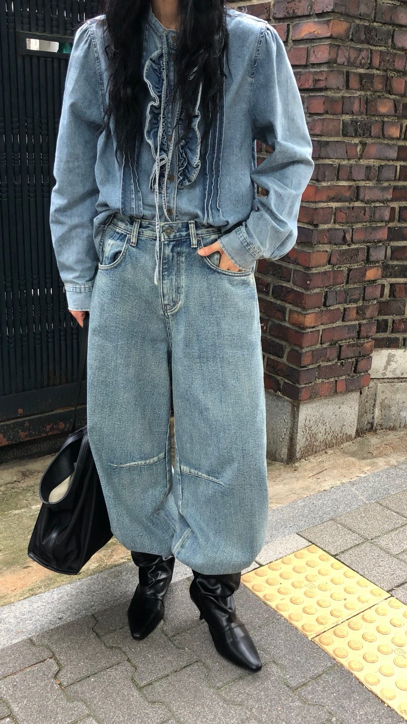 OVER RICH韓國代購女裝新款真品人氣時尚襯衫蕾絲衫荷葉邊OVER RICH襯衫/蕾絲衫