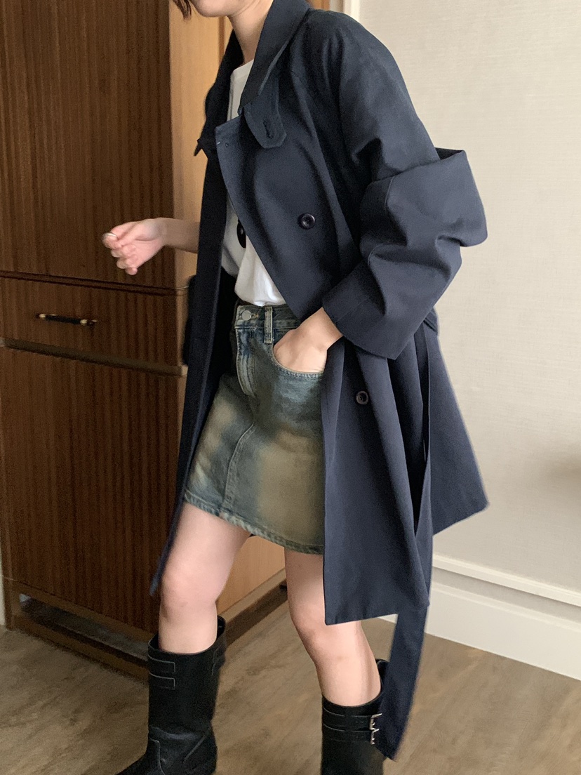 FRILL-T/DADA韓國代購女士新款休閑真品熱賣推薦長款風衣FRILL-T/DADA長款風衣
