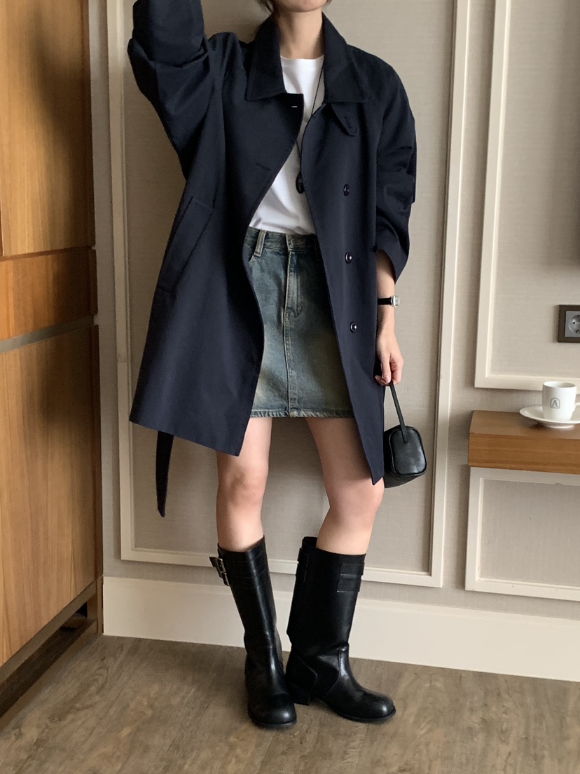 FRILL-T/DADA韓國代購女士新款休閑真品熱賣推薦長款風衣FRILL-T/DADA長款風衣