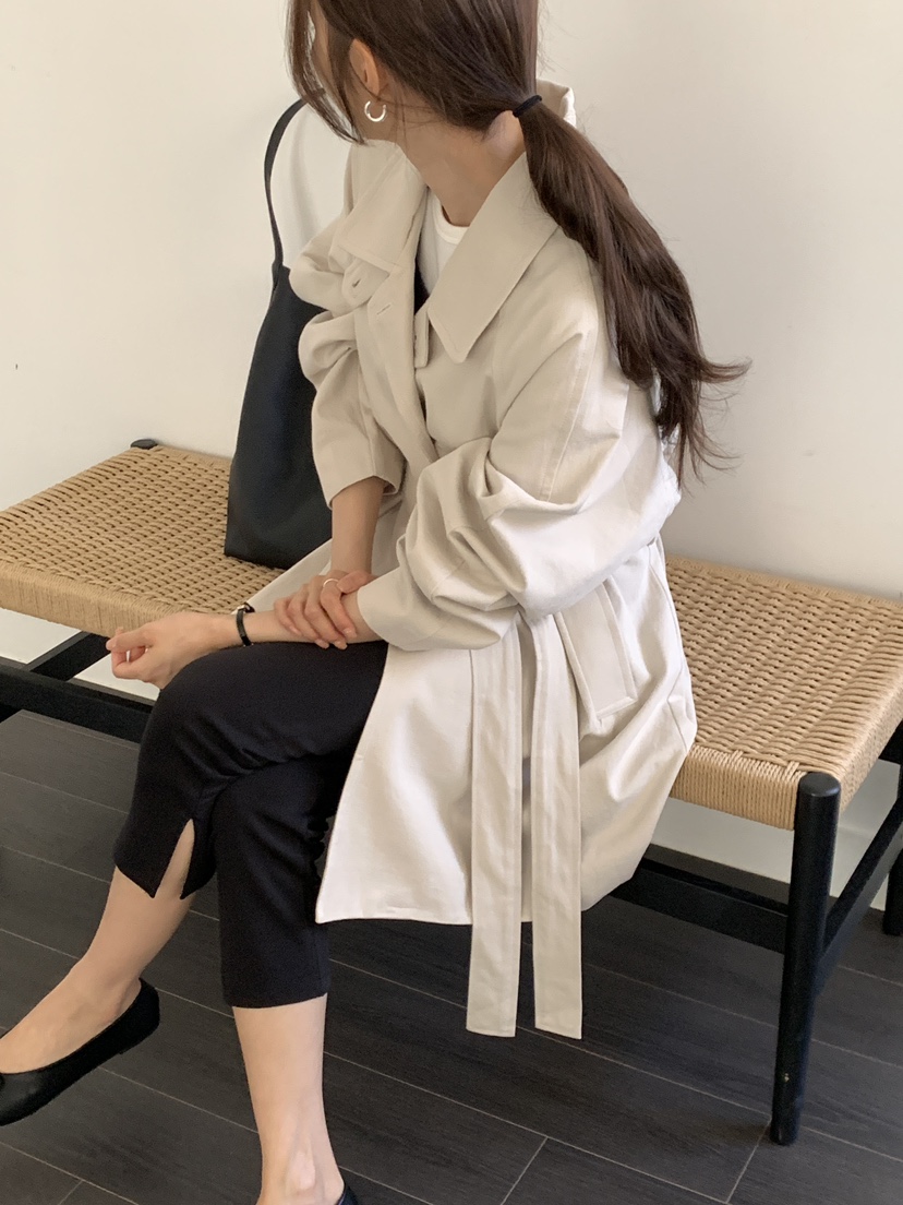 FRILL-T/DADA韓國代購女士新款休閑真品熱賣推薦長款風衣FRILL-T/DADA長款風衣