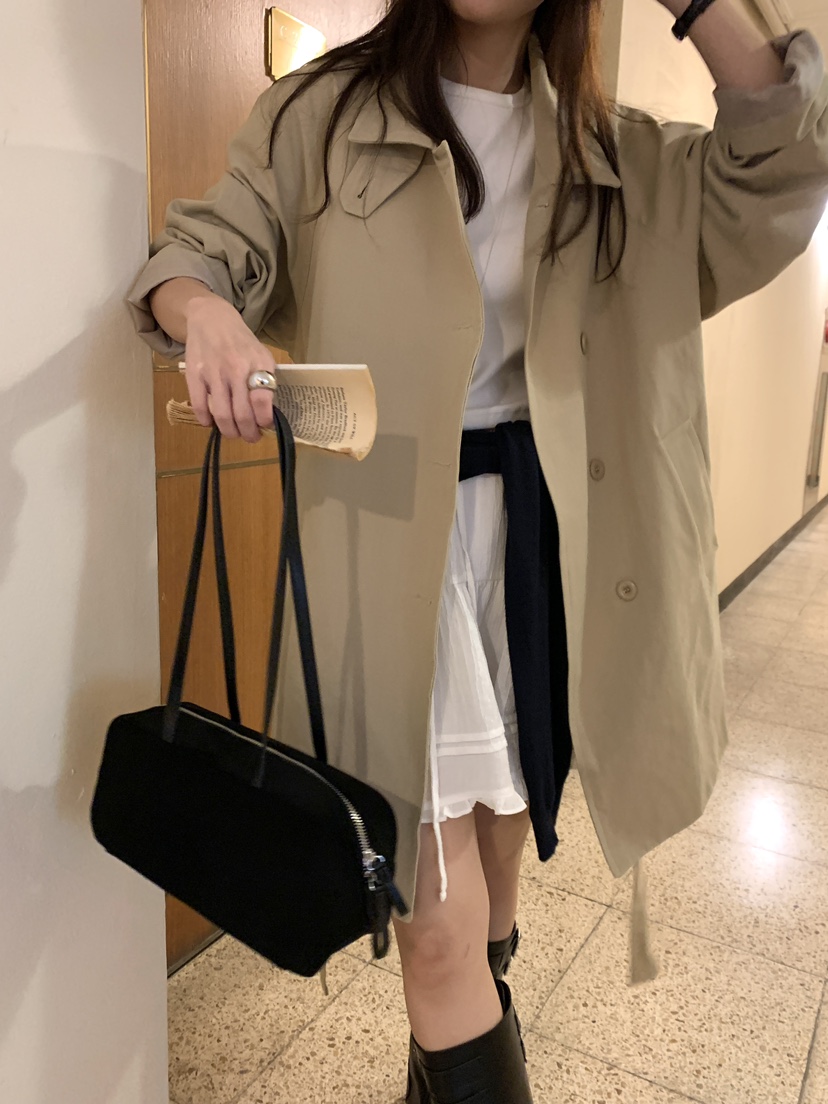 FRILL-T/DADA韓國代購女士新款休閑真品熱賣推薦長款風衣FRILL-T/DADA長款風衣