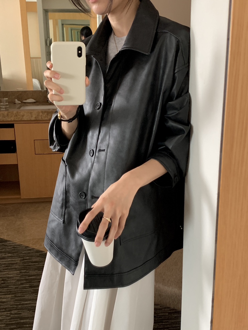 FRILL-T/DADA東大門實拍女裝新品時尚人氣真品推薦皮衣FRILL-T/DADA皮衣