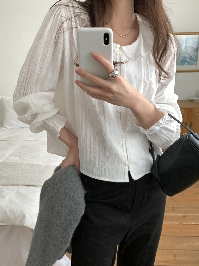 FRILL-T/DADA韓國代購女士新款真品人氣休閑襯衫蕾絲衫FRILL-T/DADA襯衫/蕾絲衫