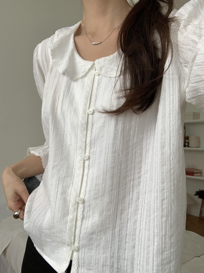 FRILL-T/DADA韓國代購女士新款真品人氣休閑襯衫蕾絲衫FRILL-T/DADA襯衫/蕾絲衫