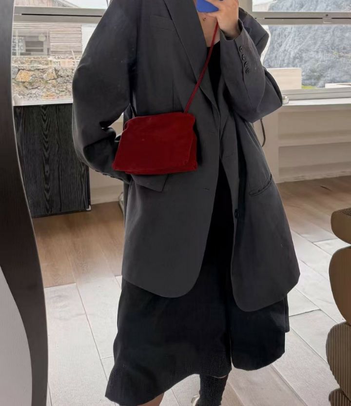 TROUVAILLE東大門實拍女裝新品人氣真品單肩斜跨包牛皮羊皮TROUVAILLE單肩/斜跨包