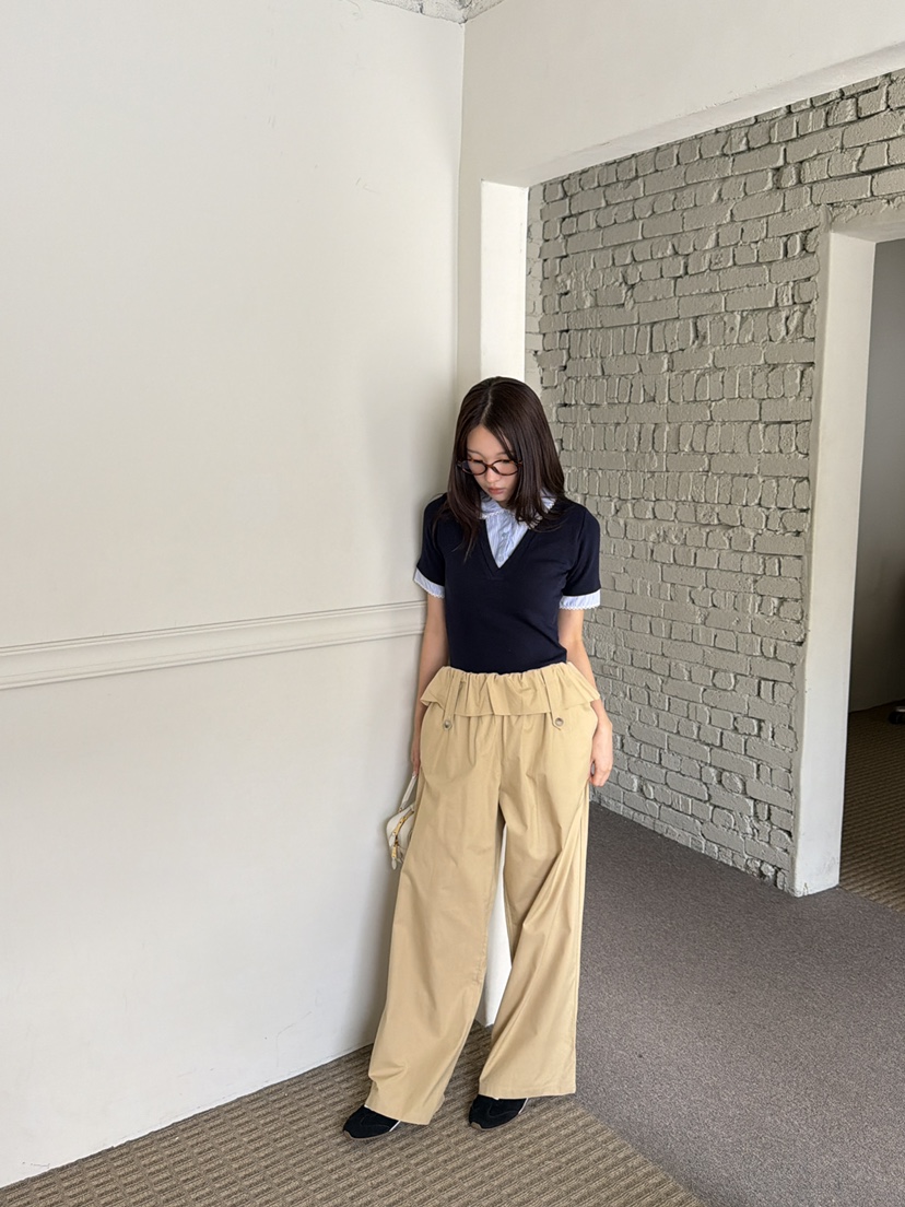 MARKE-P韓國代購女裝新款人氣真品休閑推薦時尚休閑褲條紋MARKE-P休閑褲