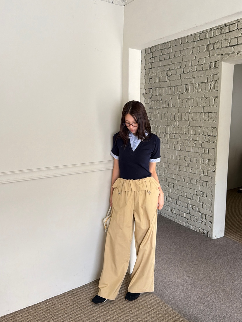 MARKE-P韓國代購女裝新款人氣真品休閑推薦時尚休閑褲條紋MARKE-P休閑褲
