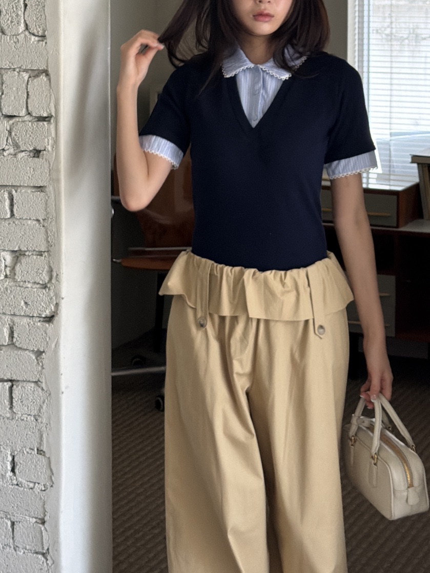 MARKE-P韓國代購女裝新款人氣真品休閑推薦時尚休閑褲條紋MARKE-P休閑褲