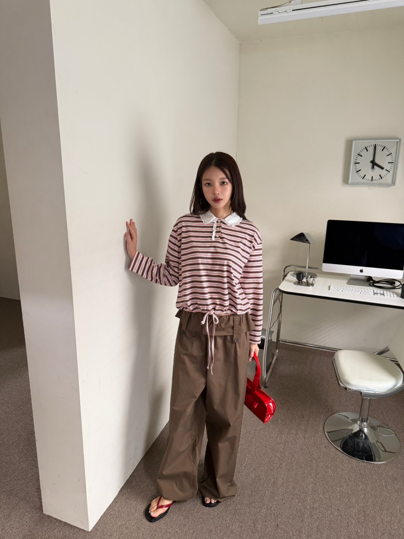 MARKE-P韓國代購女裝新款人氣真品休閑推薦時尚休閑褲條紋MARKE-P休閑褲