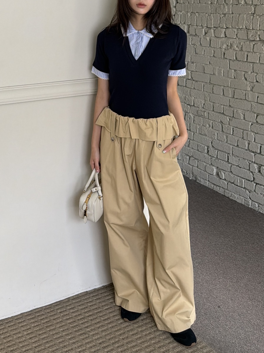 MARKE-P韓國代購女裝新款人氣真品休閑推薦時尚休閑褲條紋MARKE-P休閑褲圖色2